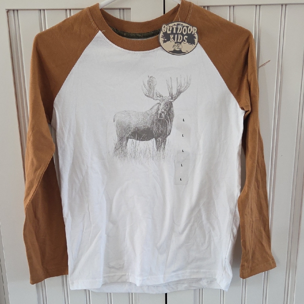 Outdoor Kids Boys Moose Tshirt L 10-12